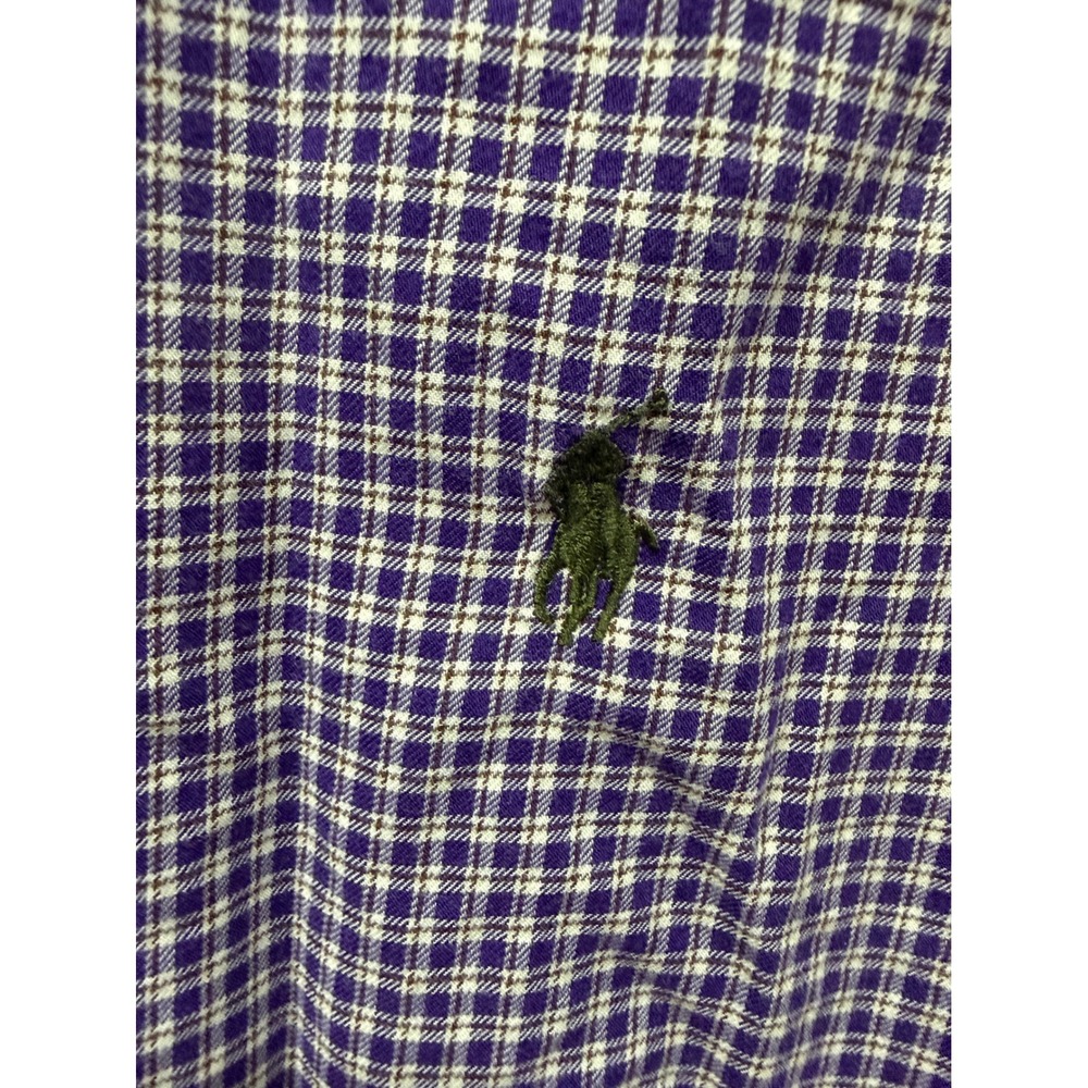 Ralph Lauren Classic Fit Purple Check Button Down Shirt Mens XL Long Sleeve